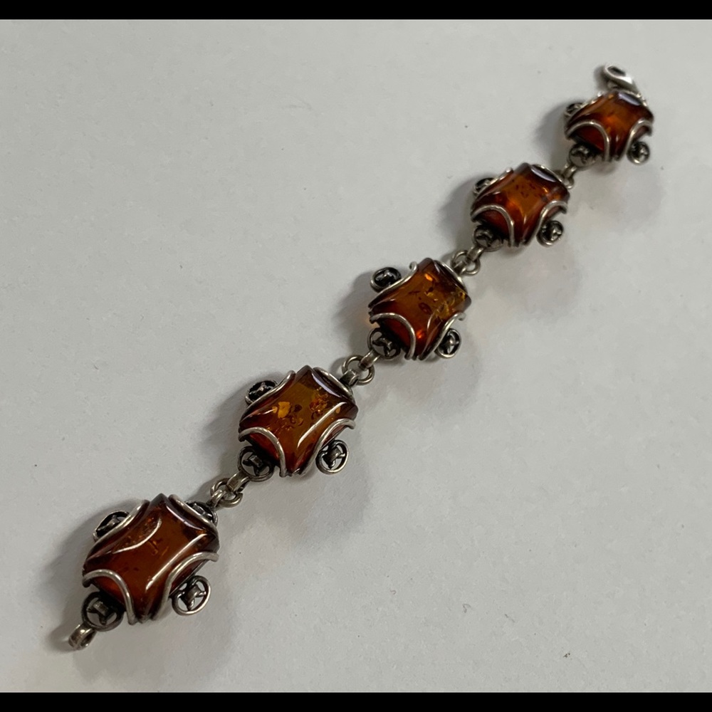 Sterling Silver Natural  Baltic  Amber Bracelet